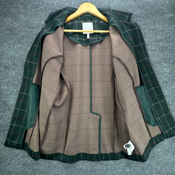Avec‎ Les Filles Blazer Medium Green Plaid Academia Preppy Lightweight Relaxed - Picture 5 of 14